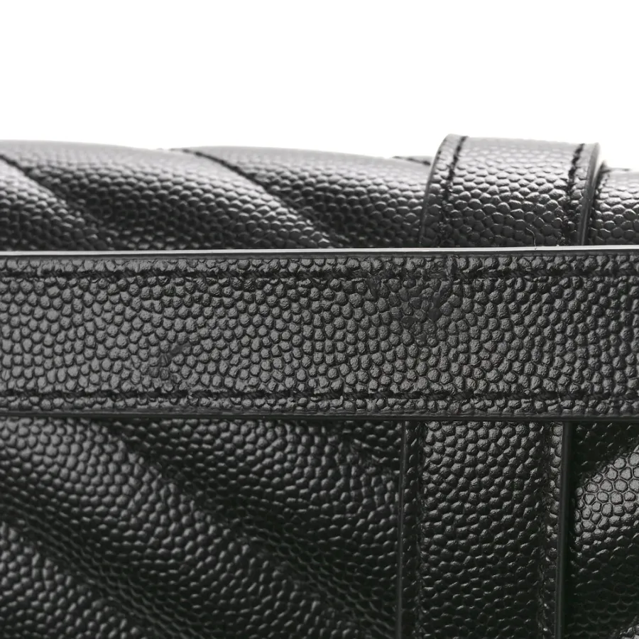 Saint Laurent Large Satchel Black Triquilt Monogram Grain De Poudre Textured Mixed Matelasse Leather Silver Hardware