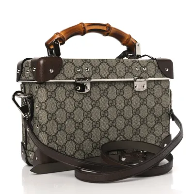 Gucci Medium Globe-Trotter Beauty Case Brown GG Supreme Monogram Canvas Silver Hardware