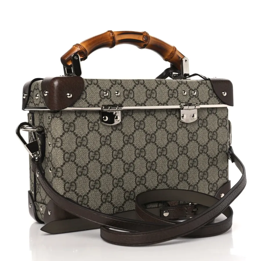 Gucci Medium Globe-Trotter Beauty Case Brown GG Supreme Monogram Canvas Silver Hardware