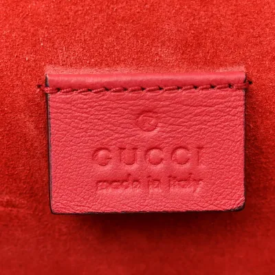 Gucci Small Dionysus Shoulder Bag Red GG Supreme Monogram Coated Canvas Aged Silver Hardware