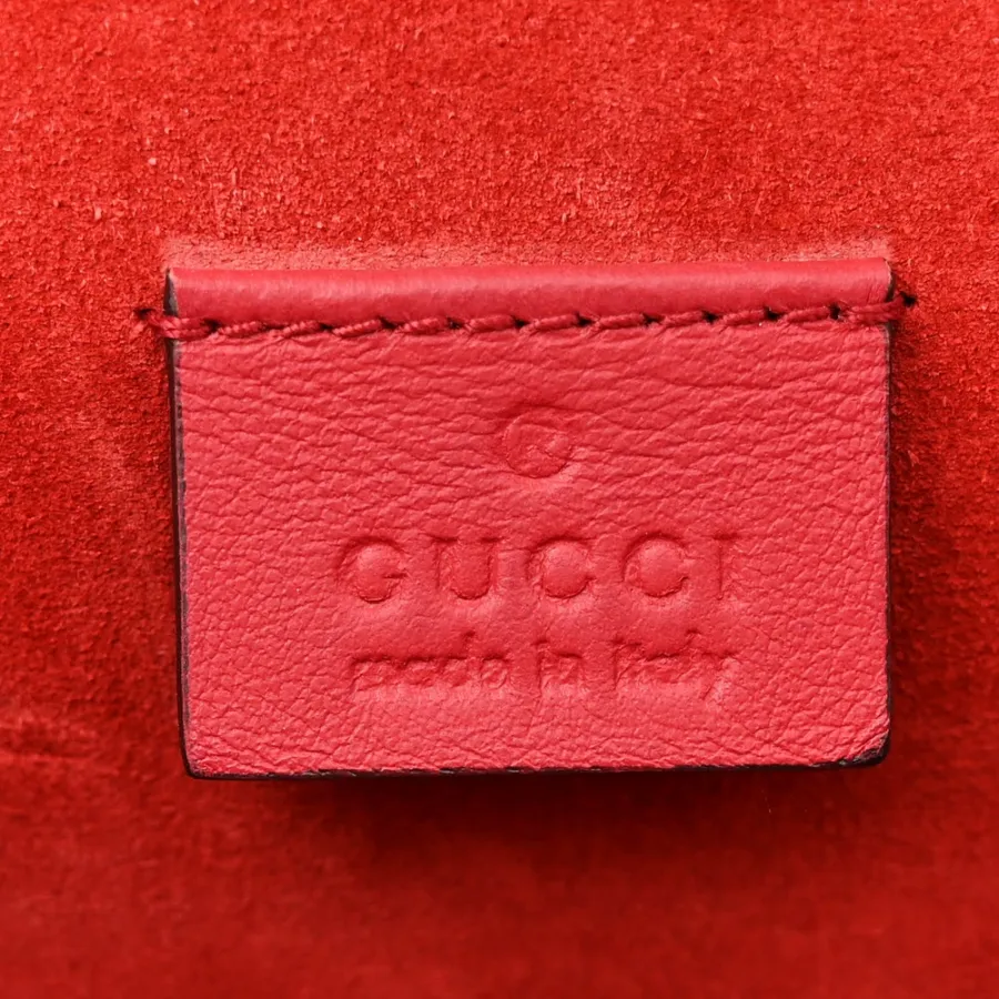 Gucci Small Dionysus Shoulder Bag Red GG Supreme Monogram Coated Canvas Aged Silver Hardware