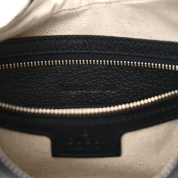 Gucci Large Web Attache Shoulder Bag Beige/Blue GG Supreme Monogram Canvas & Textured Calfskin Leather Silver Hardware - Image 8