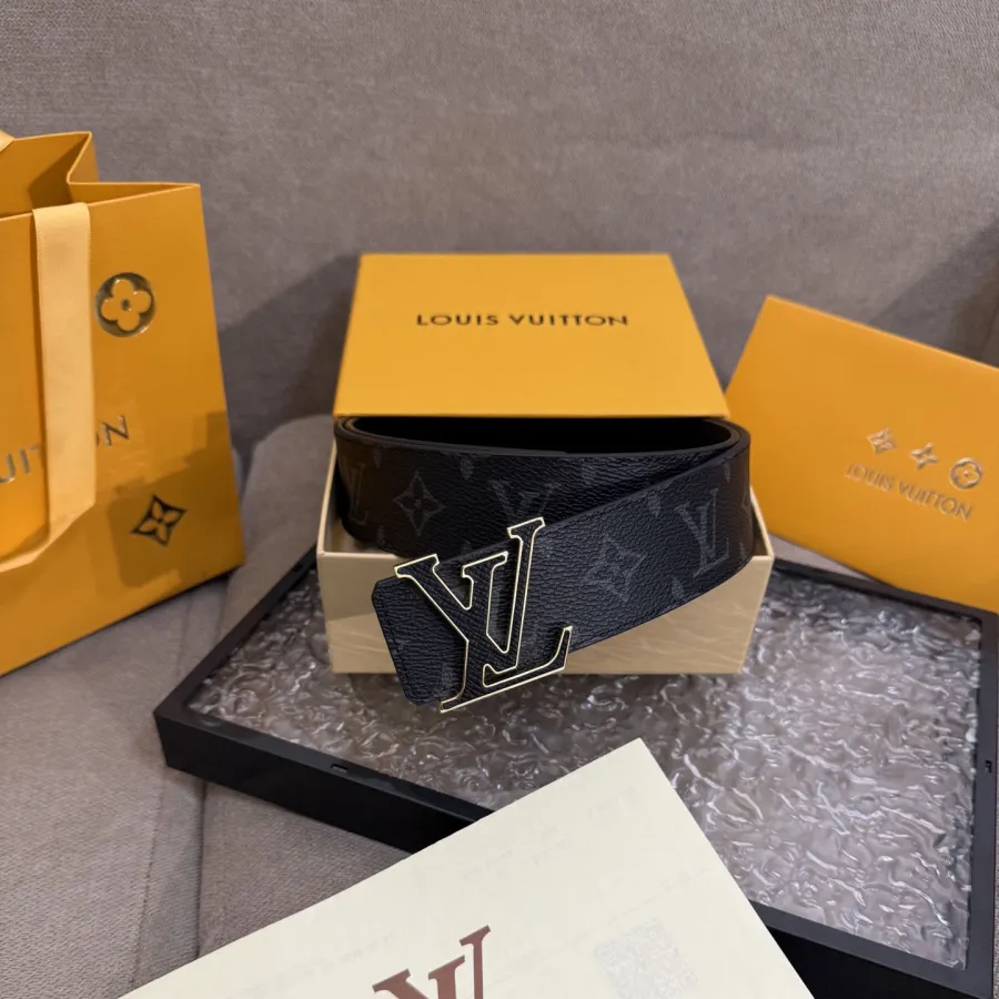 Louis Vuitton Men's LV Buckle Belt In Black Monogram Canvas With Black/Gold/Silver Hardware 40mm