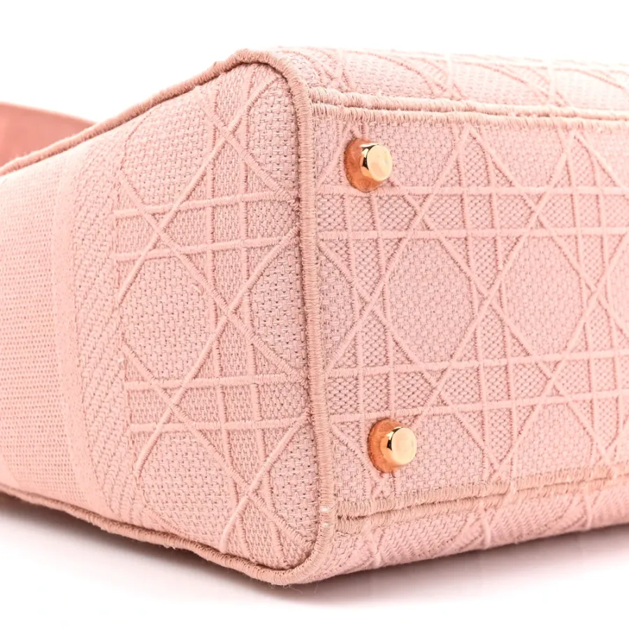 Dior Medium Lady D-Lite Bois De Rose Cannage Embroidered Canvas Gold Hardware