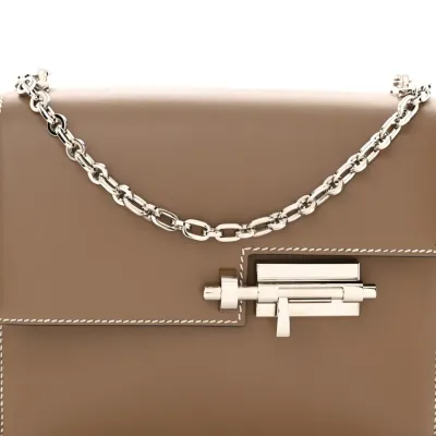 Hermès Mini Verrou Chaine Bag Étain Tadelakt Leather Palladium Silver Hardware