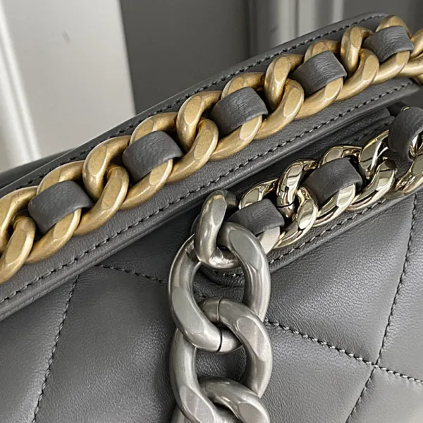 Chanel 19 Bag Deep Grey / Pink / Apricot Color 30cm Crossbody Bags - Image 9