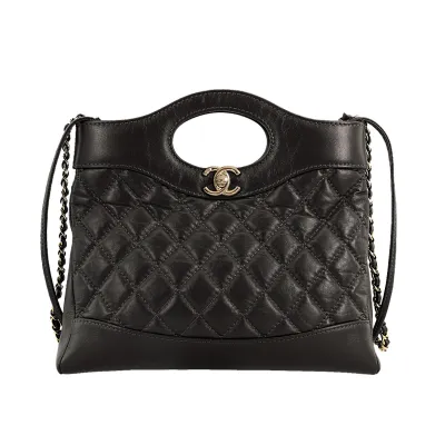 Chanel Oil Wax Leather Brown / Milk Tea Color / Grey Crossbody Bags