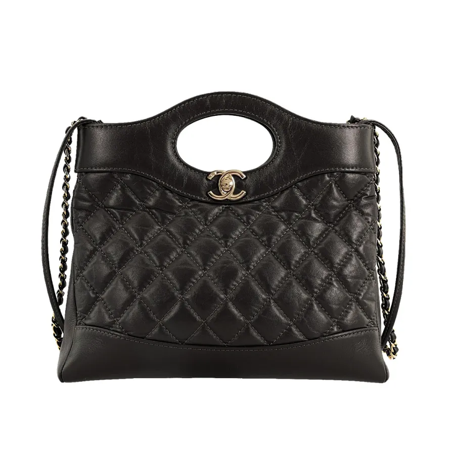 Chanel Oil Wax Leather Brown / Milk Tea Color / Grey Crossbody Bags