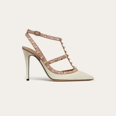 VALENTINO Patent leather lace-up rivet heels