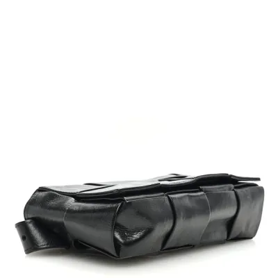 Bottega Veneta Small Intreccio Cassette Belt Bag Black Paper Calfskin Leather