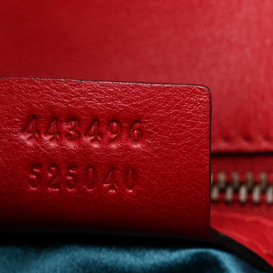 Gucci Medium GG Marmont Shoulder Bag Hibiscus Red Velvet Matelassé Leather Aged Gold Hardware