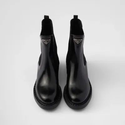 PRADA Matte black calfskin Chelsea boots