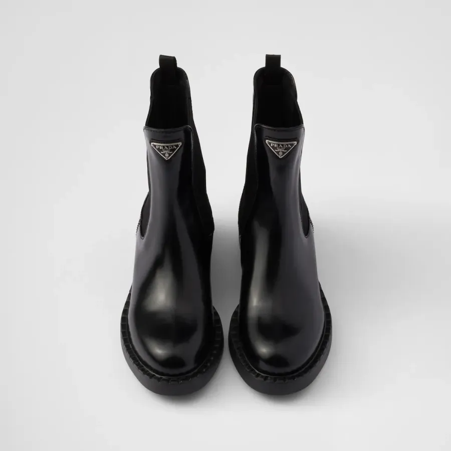 PRADA Matte black calfskin Chelsea boots
