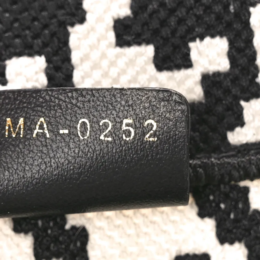 Dior Small Book Tote Black/White Houndstooth Embroidered Canvas