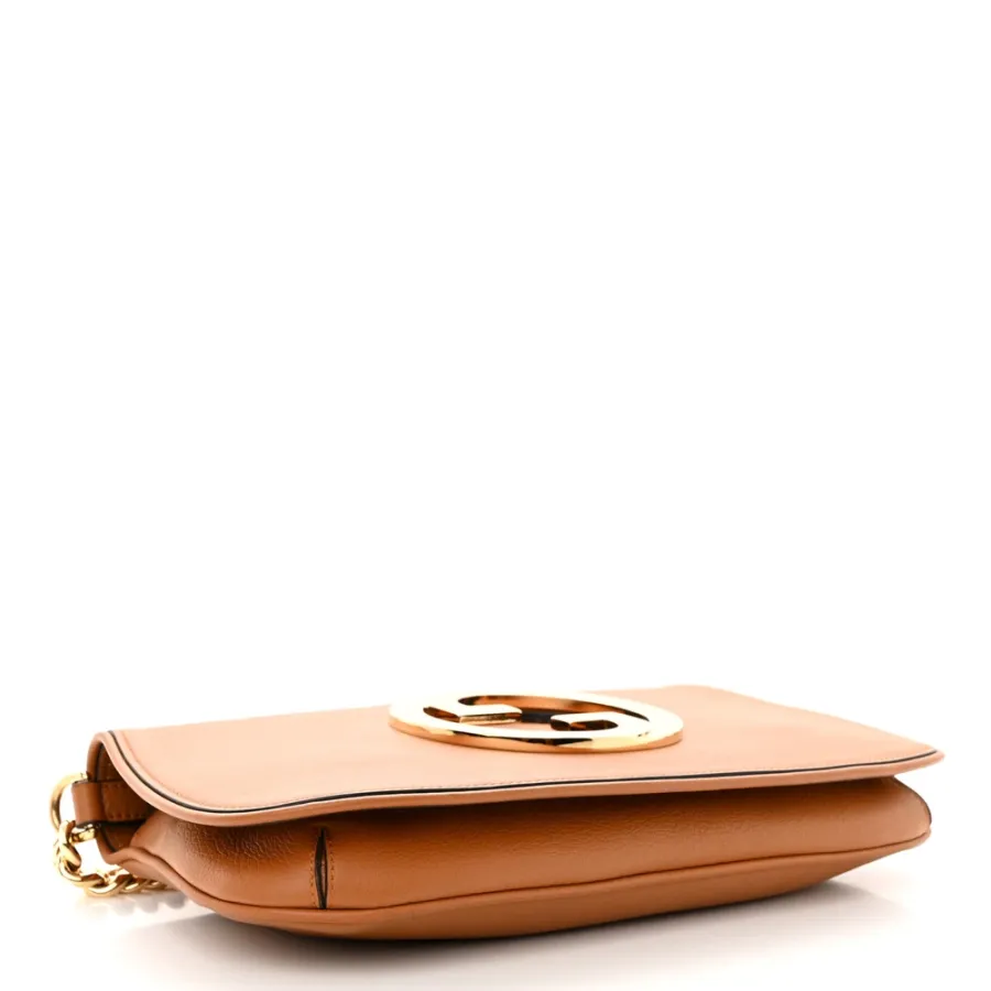 Gucci Medium Blondie Chain Shoulder Flap Bag Cognac Roxy Calfskin Leather Brass Hardware
