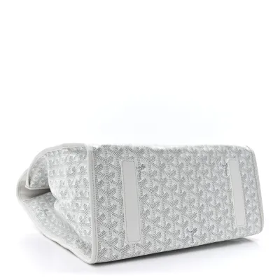 Goyard Saint Leger Soft Briefcase Backpack MM White Goyardine Canvas Silver Hardware