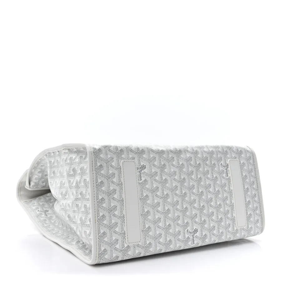 Goyard Saint Leger Soft Briefcase Backpack MM White Goyardine Canvas Silver Hardware