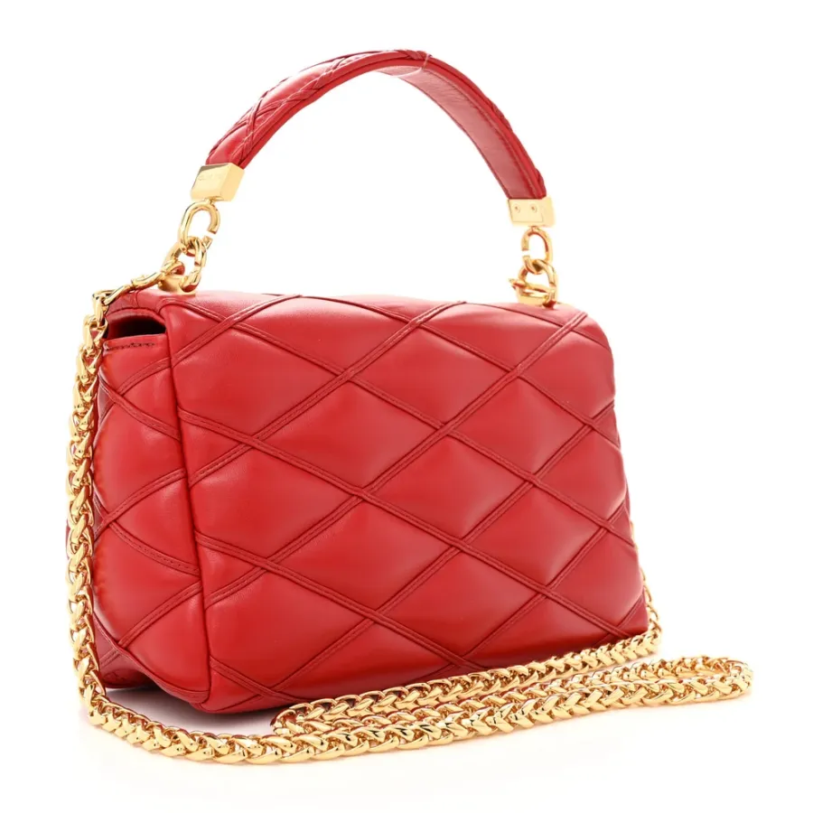 Louis Vuitton Malletage Top Handle GO-14 MM Rouge Lambskin Leather Gold Hardware