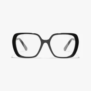 CHANEL square frame glasses black gold color size 54口18-145