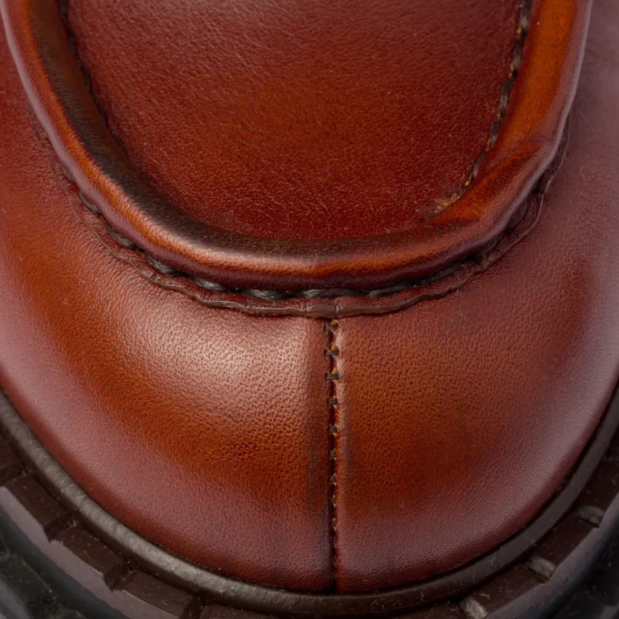 PRADA Cognac leather loafers
