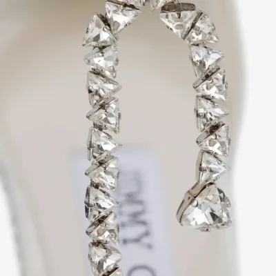 JIMMY CHOO Crystal decorated ivory white satin heels
