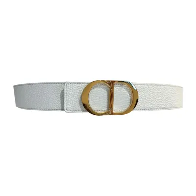 Dior Men' s 30 Montaigne Belt In Grey/BlackWhite Grained Calfskin With Silver/Gold/Black Hardware 35mm