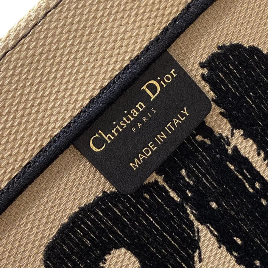 Dior Medium Dior Book Tote Beige And Black Miss Dior Graffiti Embroidery
