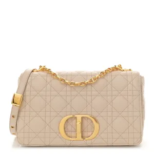 Dior Medium Caro Bag Beige Supple Cannage Calfskin Leather Gold Hardware