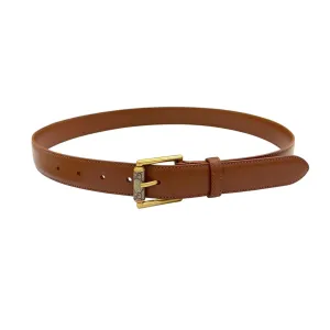 Gucci Women's Emblem Belt With Monogram Buckle In Brown/White/Black Smooth Calfskin With Gold Hardware 30mm