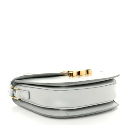 Celine Small Besace Clea Triomphe Bag Blue/Grey Shiny Calfskin Leather Gold Hardware