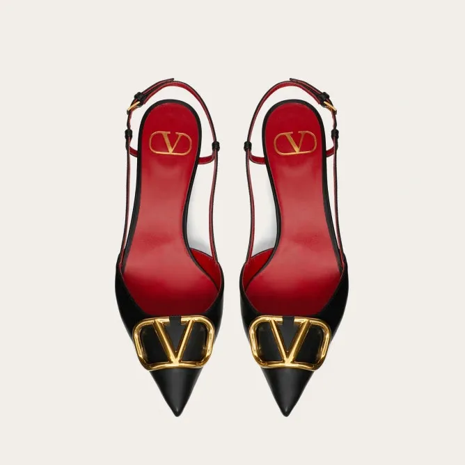 VALENTINO Lace-up heels with decorative patent leather