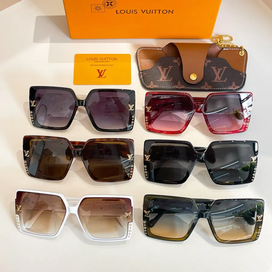 Louis Vuitton square frame glasses red gold/green gold/black gold/black white/white gold/leopard gold color Size 67口14-142