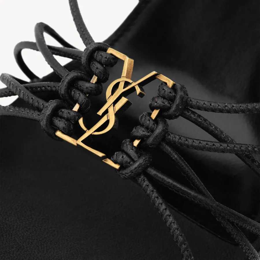 Yves Saint Laurent Black Sleek leather sandals with high heels