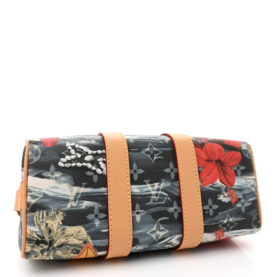 Louis Vuitton Surfin Keepall Bandouliere 25 Navy Blue Monogram Canvas Gold Hardware