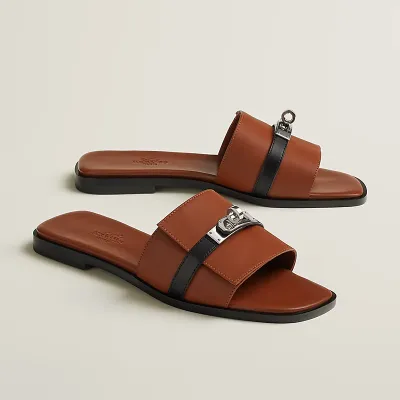 HERMES Giulia Brown Slippers