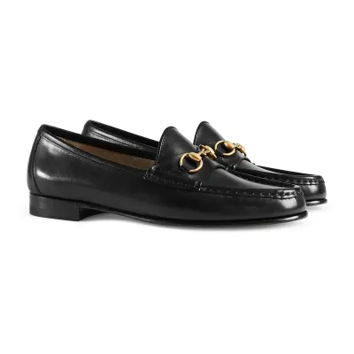Gucci black horse bit buckle flat bottom Loafers