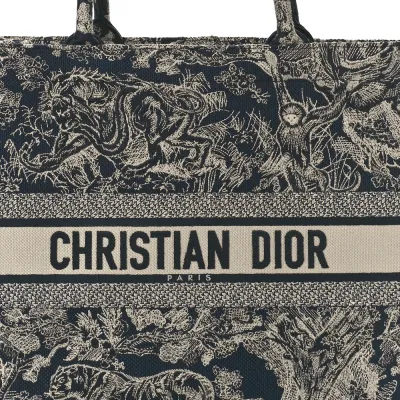 Dior Large Toile De Jouy Dioriviera Book Tote Blue Reverse Embroidered Canvas