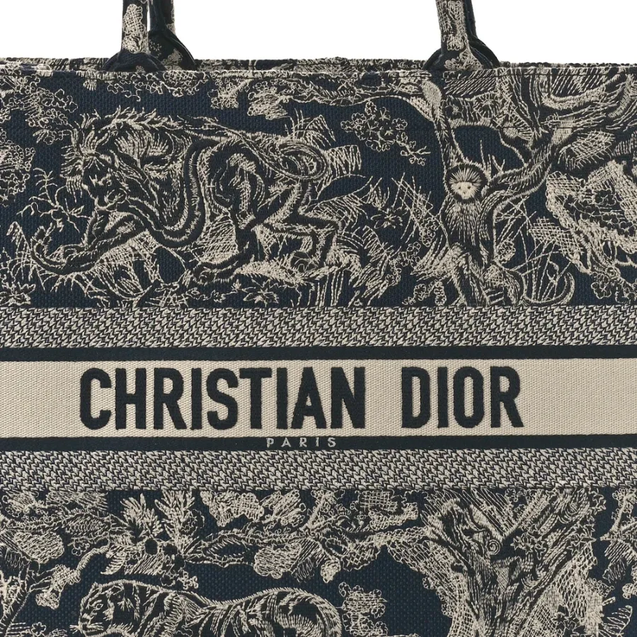 Dior Large Toile De Jouy Dioriviera Book Tote Blue Reverse Embroidered Canvas