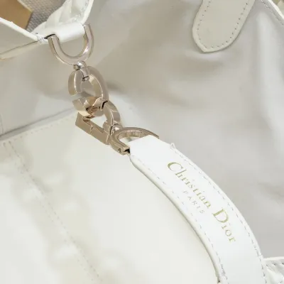 Dior Small Dior Toujours Bag In White Macrocannage Calfskin With Light Gold Hardware