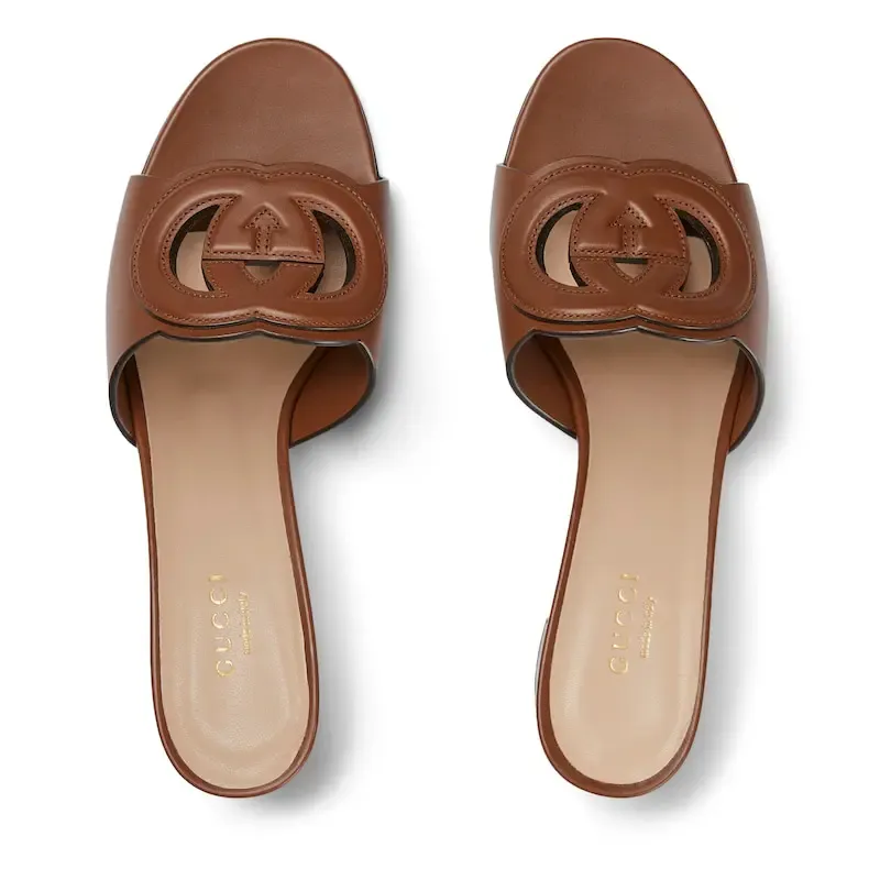 Gucci brown high-heeled slippers