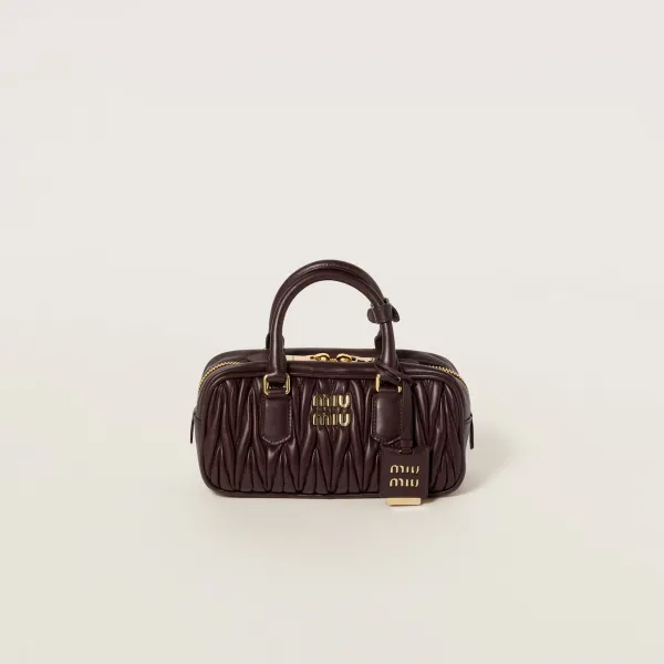 Miu Miu Arcadie matelassé Quilted Lambskin Leather Deep Brown Top-Handle Bags