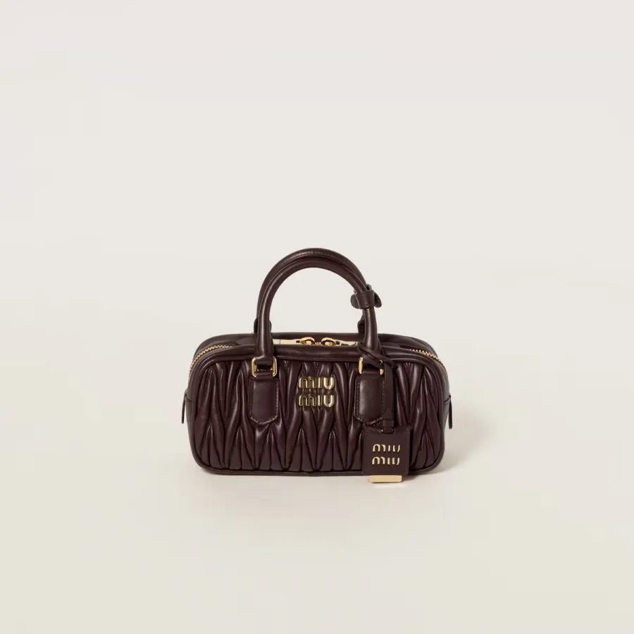Miu Miu Arcadie matelassé Quilted Lambskin Leather Deep Brown Top-Handle Bags