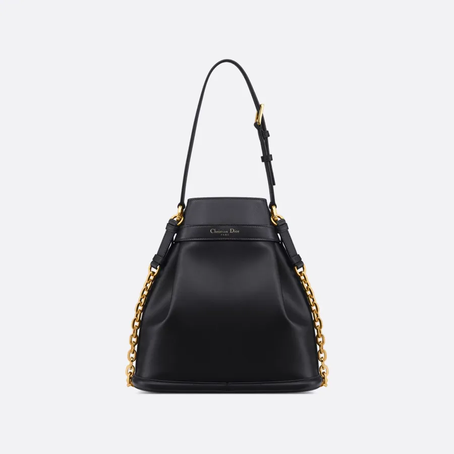 Dior Medium C'est Dior Bag In Black CD-Embossed Calfskin/Blue Dior Oblique Jacquard With Gold Hardware