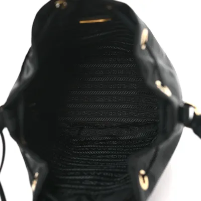 Prada Mini Re-Edition 1978 Bucket Bag Black Re-Nylon & Saffiano Leather Gold Hardware