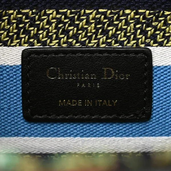 Dior Medium D-Constellation Lady D-Lite Blue Multicolor Embroidered Canvas Gold Hardware - Image 2