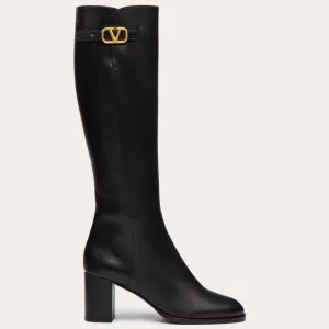 VALENTINO VLOGO SIGNATURE Calf leather high boots (heel 7cm high)