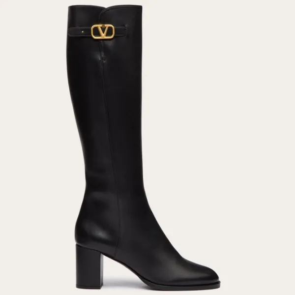 VALENTINO VLOGO SIGNATURE Calf leather high boots (heel 7cm high)