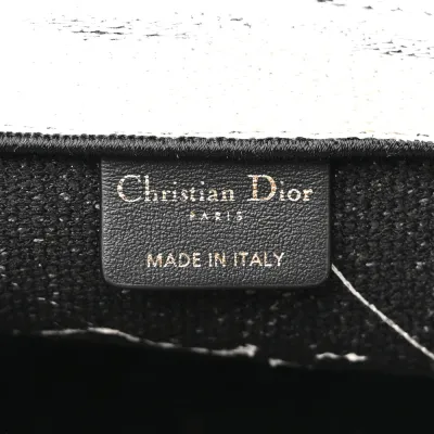 Dior Medium New York Book Tote Black/White Embroidered Canvas