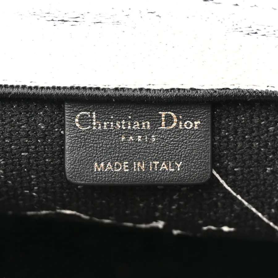 Dior Medium New York Book Tote Black/White Embroidered Canvas