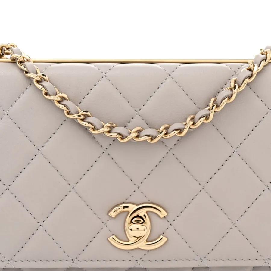 Trendy Chanel Wallet On Chain - Grey Lambskin